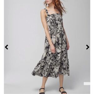 Soma RAYON CHALLIS Midi Tiered Bra Maxi Dress Stretchy Summer Black White Tiered